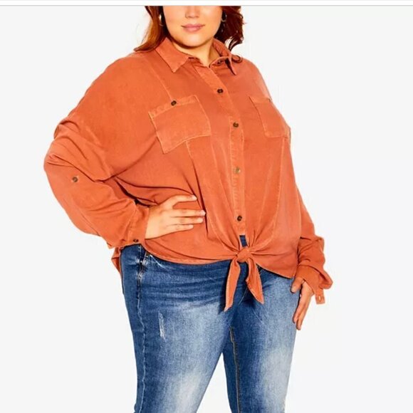 CITY CHIC Top Women's Size XXS Oversized Winter Lust Shirt Brown/Copper NWT - Picture 2 of 12